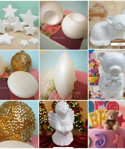 Oggetti polistirolo sagome decorare fai da te angelo Natale orso gatto