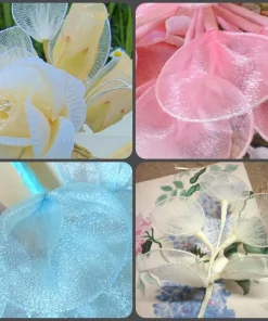 Racchette portaconfetti foglie tulle Italian fiori segnaposto confetti
